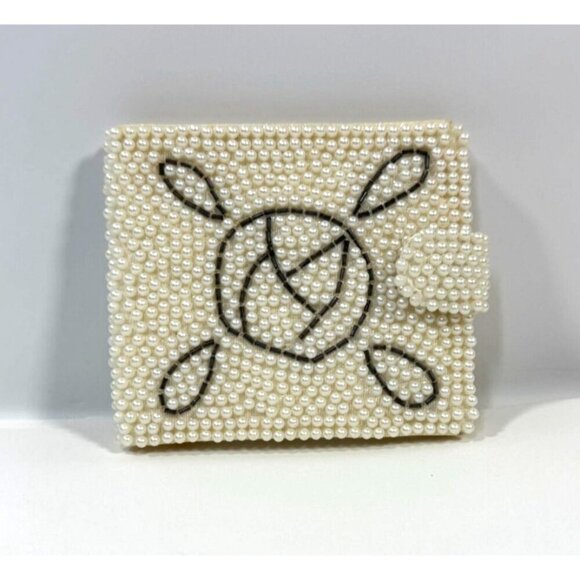 BonSoir Handbags - Faux Pearl Beaded Handmade Wallet With Black Beading  BonSoir Japan Glam Luxury